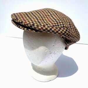 VTG Christys’ London Haymarket Lambswool Houndstooth Flat Cap Tan/Brown, Sz 7 ¼